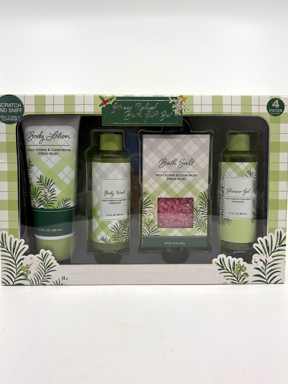 Holly Floral & Clear Musk Bath Gift Set - Green -NWT